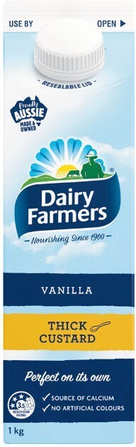 Dairy farmers vanilla thick custard 1 kg – from the fridge