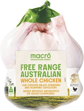 Woolworths Macro free range australian fresh whole plain chicken – from the meat dept offer