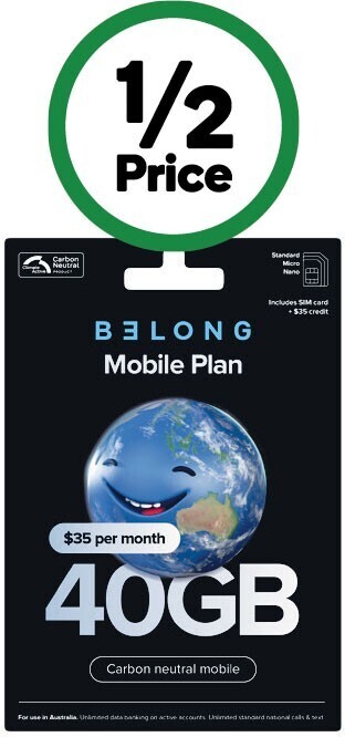 Woolworths Belong $35 voice sim# offer
