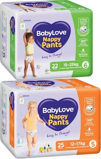 Coles Babylove bulk nappy pants 22 pack-28 pack offer