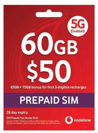 Coles Vodafone $50 prepaid plus starter pack offer