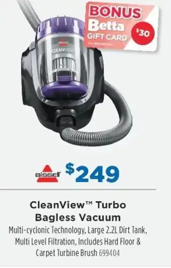 Betta CleanView Turbo Bagless Vacuum offer