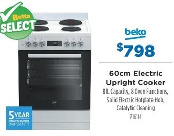 Betta Beko 60cm Electric Upright Cooker offer