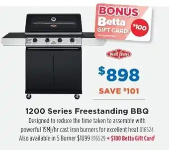 Betta 1200 Series Freestanding BBQ offer