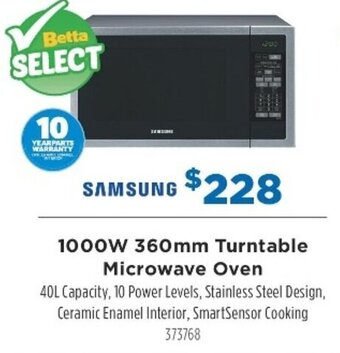 Betta Samsung 1000W 360mm Turntable Microwave Oven offer