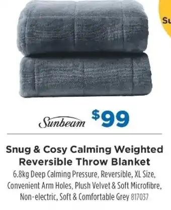 Betta Sunbeam Snug & Cosy Calming Weighted Reversible Throw Blanket offer