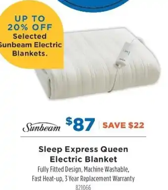 Betta Sunbeam Express Queen Electric Blanket offer