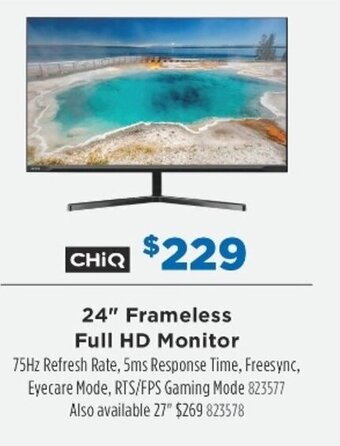 Chiq 24" Frameless Full HD Monitor