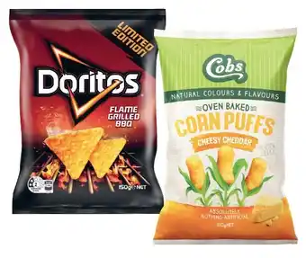 Coles Doritos Corn Chips 150g-170g or Cobs Corn Puffs 120g offer