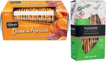 Coles Olinau2019s Artisan or Simply Seeded Crackers 80g-100g or Tuckers Artisan Crackers 100g offer