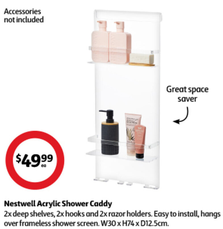 Nestwell Acrylic Shower Caddy offer at Coles