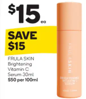 Woolworths FRULA SKIN Brightening Vitamin C Serum 30ml $50 per 100ml offer