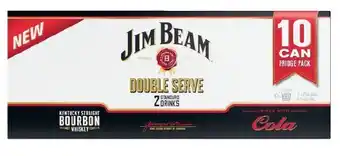 Coles Jim Beam Black Double Serve 6.7% Cans 10x375mL offer
