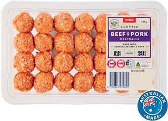 Coles Coles Beef & Pork Meatballs 560g offer
