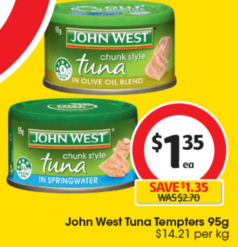 Coles John West Tuna Tempters 95g offer