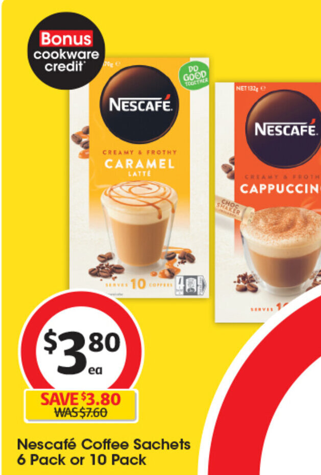 Nescafé Coffee Sachets 6 Pack or 10 Pack offer at Coles