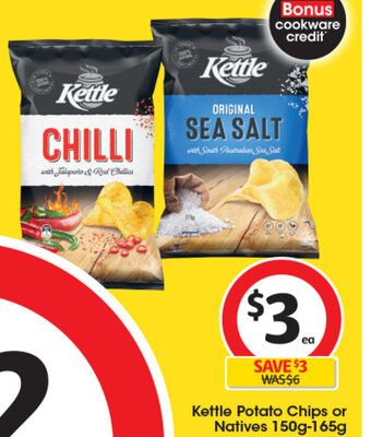 Coles Kettle Potato Chips or Natives 150g-165g offer