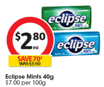 Coles Eclipse Mints 40g offer