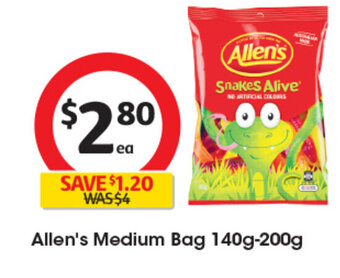 Coles Allen's Medium Bag 140g-200g offer