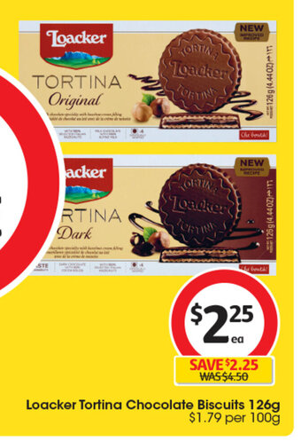 Coles Loacker Tortina Chocolate Biscuits 126g offer