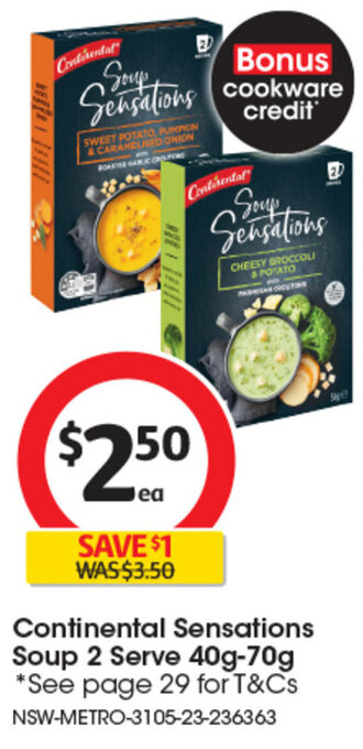 Coles Continental Sensations Soup 2 Serve 40g-70g offer