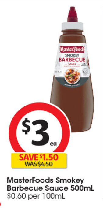 Coles MasterFoods Smokey Barbecue Sauce 500mL offer