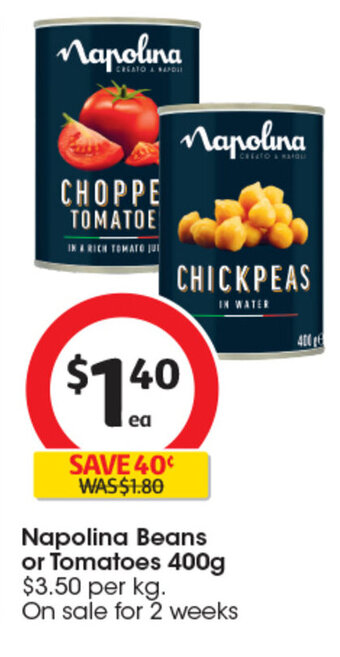 Coles Napolina Beans or Tomatoes 400g offer