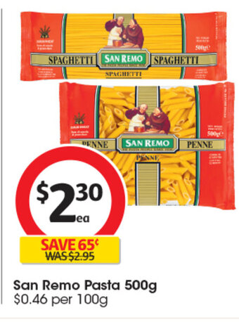 Coles San Remo Pasta 500g offer