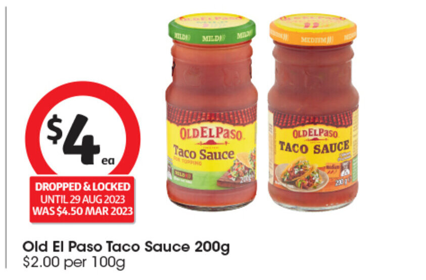 Old El Paso Taco Sauce 200g offer at Coles