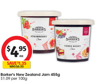 Coles Barker's New Zealand Jam 455g offer