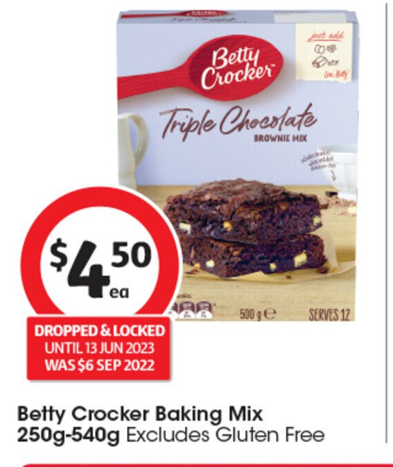 Betty Crocker Baking Mix 250g540g offer at Coles