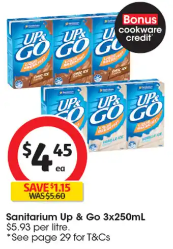 Coles Sanitarium Up & Go 3x250mL offer