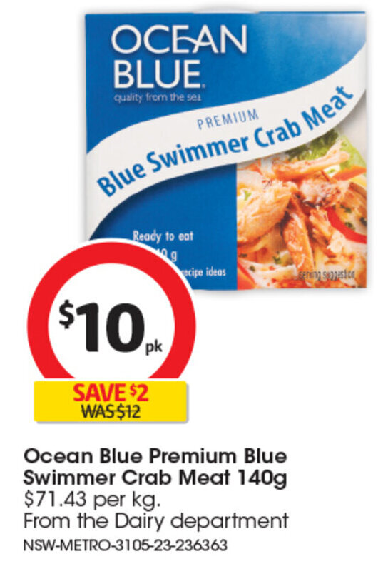 Ocean Blue Premium Blue Swimmer Crab Meat 140g offer at Coles