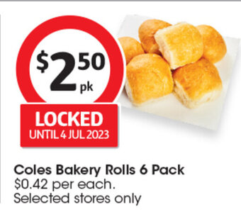 Coles Coles Bakery Rolls 6 Pack offer