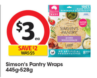 Coles Simson's Pantry Wraps 445g-528g offer