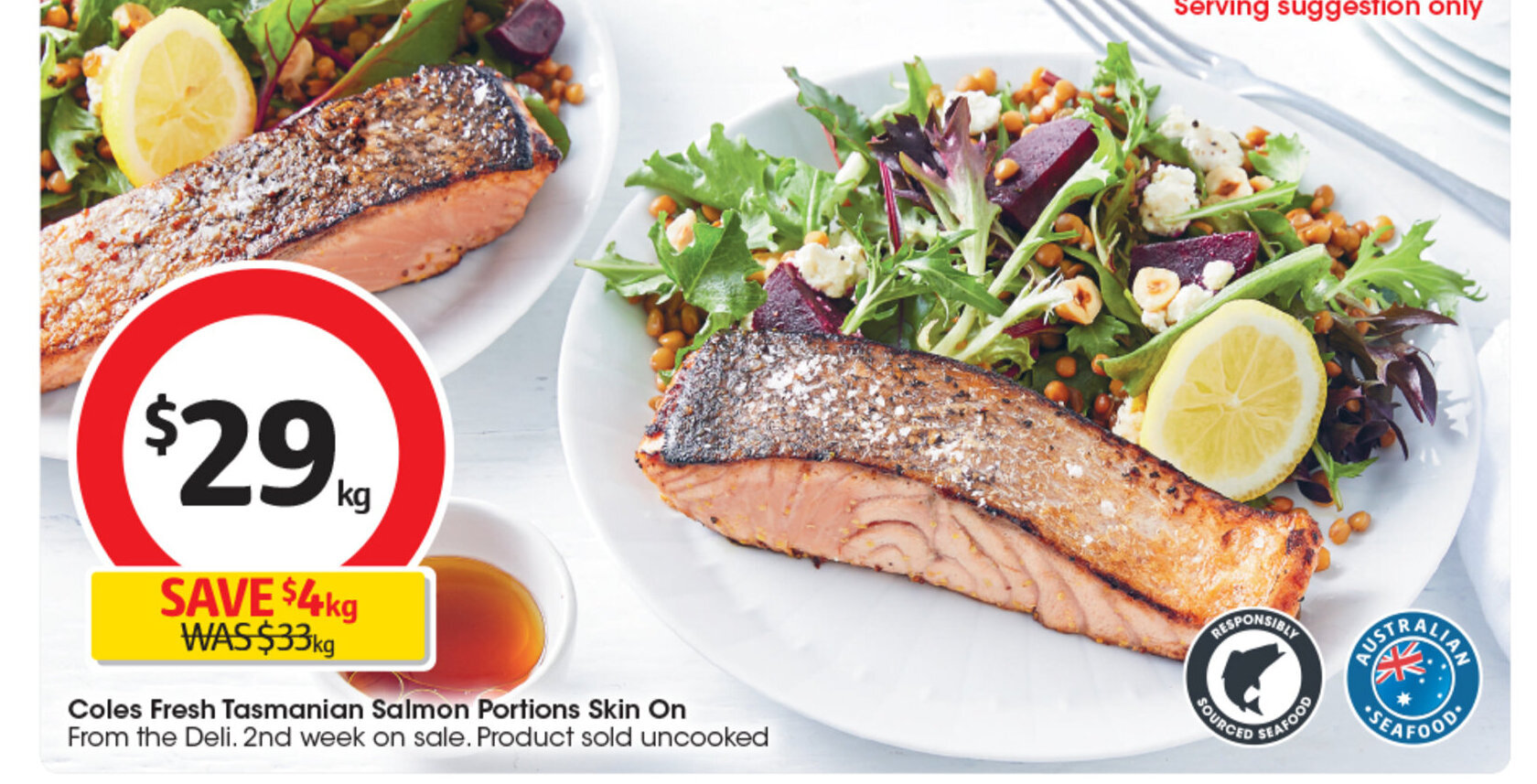 Coles Fresh Tasmanian Salmon Portions Skin On offer at Coles