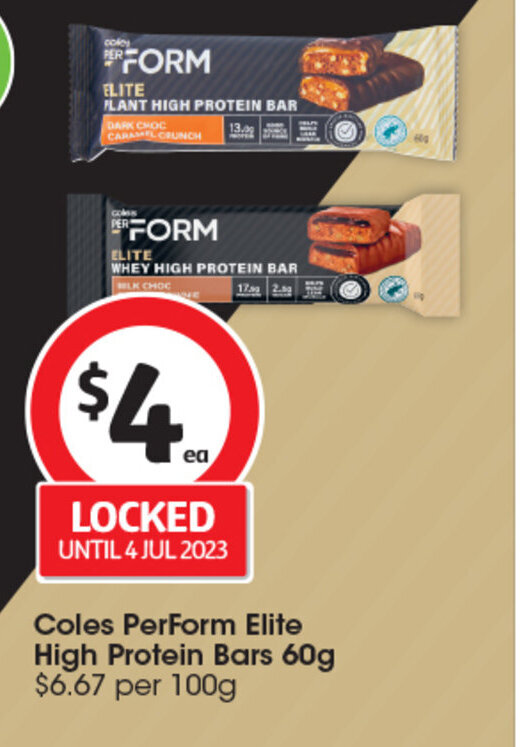 Coles PerForm Elite High Protein Bars 60g offer at Coles