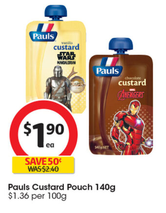 Coles Pauls Custard Pouch 140g offer