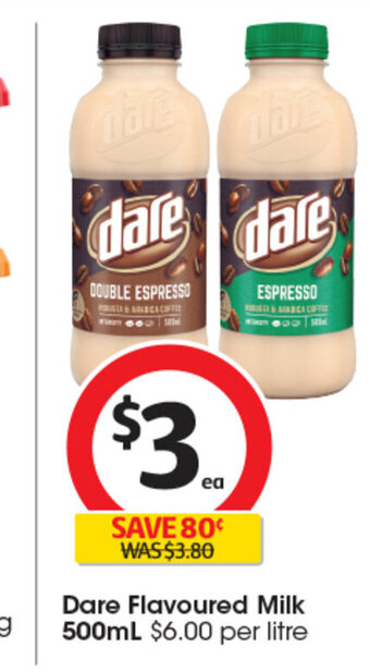 Coles Dare Flavoured Milk 500mL offer