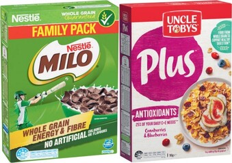 Coles Uncle Tobys Plus 705g-820g or Nestlé Milo Cereal 700g offer