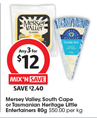 Coles Mersey Valley, South Cape or Tasmanian Heritage Little Entertainers 80g offer