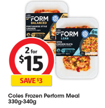 Coles Coles Frozen Perform Meal 330g-340g offer