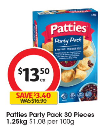 Coles Patties Party Pack 30 Pieces 1.25kg offer