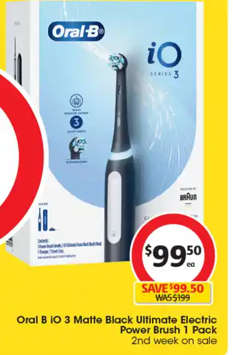 Coles Oral B iO 3 Matte Black Ultimate Electric Power Brush 1 Pack offer