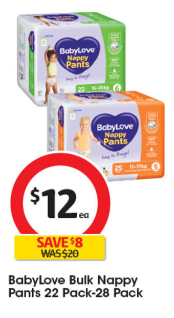 Coles BabyLove Bulk Nappy Pants 22 Pack-28 Pack offer