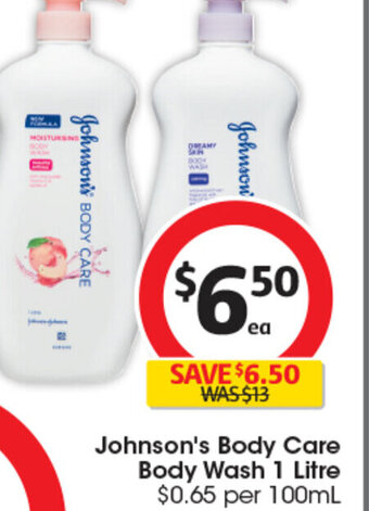 Coles Johnson's Body Care Body Wash 1 Litre offer