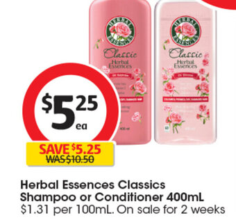 Coles Herbal Essences Classics Shampoo or Conditioner 400mL offer