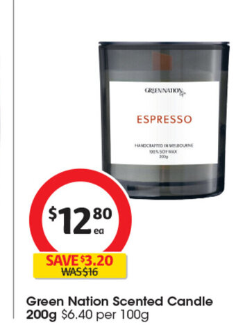 Coles Green Nation Scented Candle 200g offer
