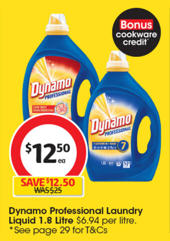 Coles Dynamo Professional Laundry Liquid 1.8 Litre offer
