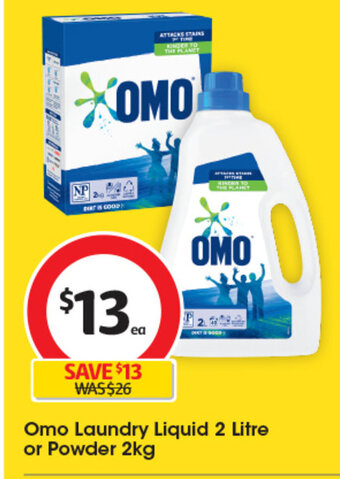 Coles Omo Laundry Liquid 2 Litre or Powder 2kg offer